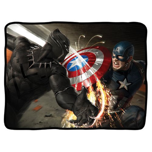 Marvel's Captain America: Civil War Fleece Blanket (Black Panther and Captain America) - Gifts For Dad