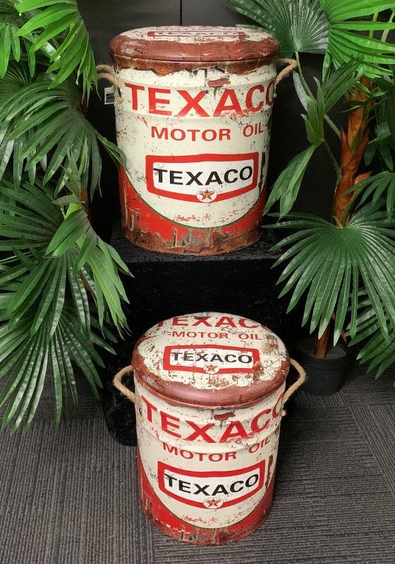 Set of Two Red Texaco Storage Stools