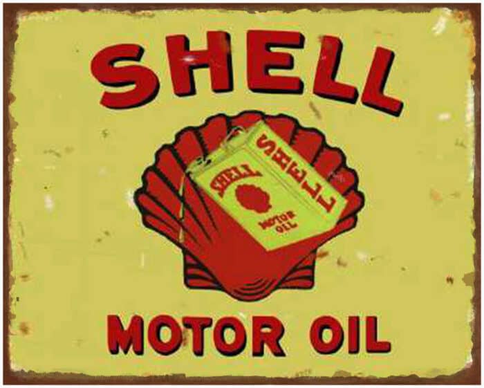 Shell Motor Oil Aged Sign